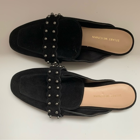 Stuart‎ Weitzman Superstud Suede Black Mule Sz 5 $395 - Picture 2 of 5